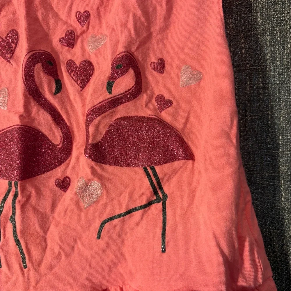 Koala Baby Pink Flamingo Hearts Tulle Ruffle Tiered‎ Dress (Girls 24 Months)